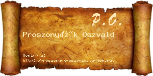 Proszonyák Oszvald névjegykártya